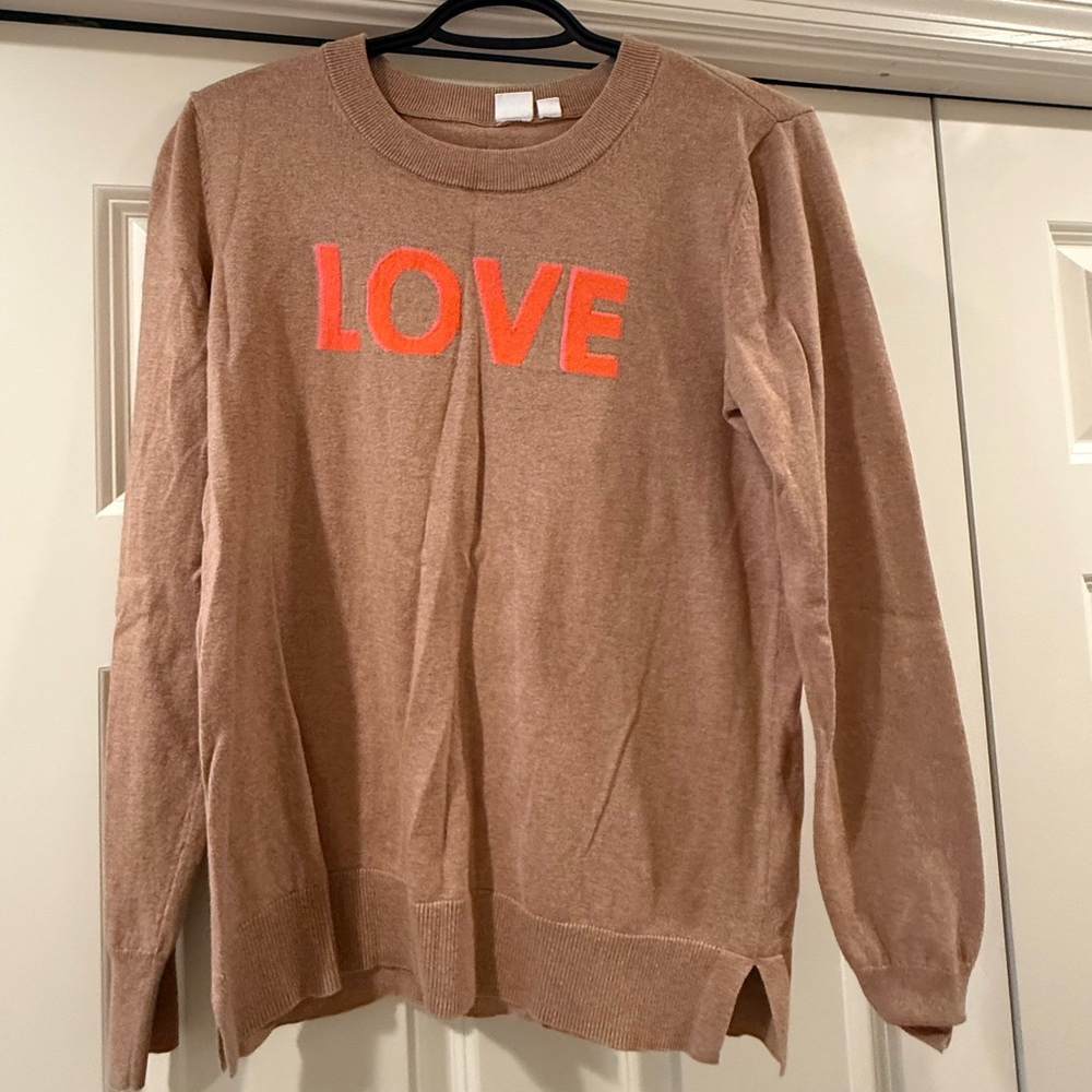 GAP Brown Sweater with Orange LOVE Design